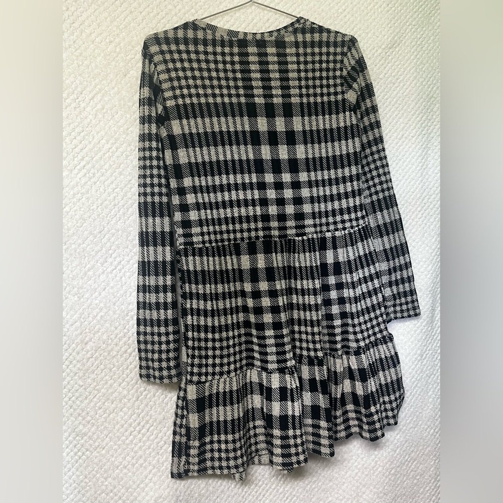 Womens Zara Long Sleeve Mini Dress Black and White Plaid Dress Medium Casual NWT - Picture 7 of 7